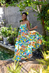 Labadi Breeze Flared Maxi Dress - Watercolor