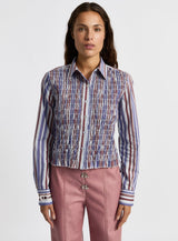 LIAM BLUE STRIPED RUCHED SHIRT