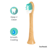 booheads - 4PK - Bamboo Electric Toothbrush Heads - Deep Clean - Multicolour | Compatible with Sonicare | Biodegradable Eco Friendly Sustainable - booheads