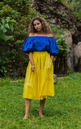 Tanji Tide Tiered Midi Skirt - Blue