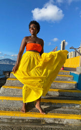 Tanji Tide Tiered Maxi Skirt - Orange