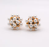 Pearly Floral Elegance Clip-On Earrings
