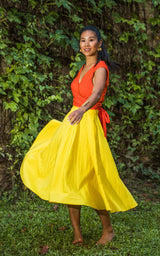 Assinie Sway Flared Midi Skirt - Orange