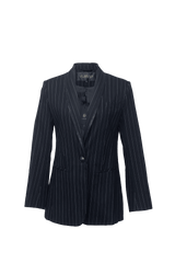 Black Pinstripes Blazer – Women’s Tailored Office Jacket