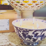 CANDLE: Blue and White Horses