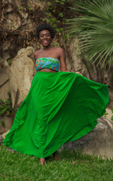 Assinie Sway Flared Maxi Skirt - Green