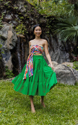 Tanji Tide Tiered Midi Skirt - Blue