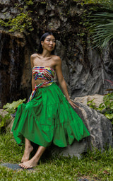 Tanji Tide Tiered Midi Skirt - Watercolor