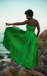 Tanji Tide Tiered Maxi Skirt - Watercolor