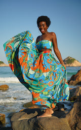 Tanji Tide Tiered Maxi Skirt - Blue