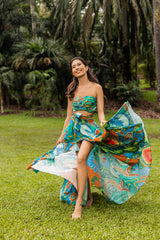 Sange Slit Maxi Skirt - Green