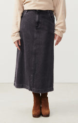 牛仔半身裙 Yop13d 黑色-Poivre