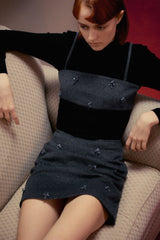 Skirt Flower Embe Mini Dark-Gray