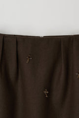 Skirt Flower Embe Pin Brown