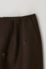 Skirt Flower Embe Pin Brown