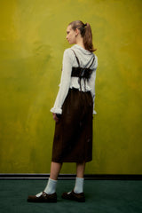 Skirt Flower Embe Pin Brown