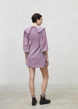 Women checked mini dress - Mauve