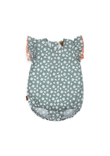 Baby girls cotton romper with floral green print is a lightweight and breathable. Shop the best baby summer clothing and baby shower gifts and baby presents.