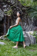 Tanji Tide Tiered Midi Skirt - Orange