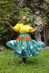 Tanji Tide Tiered Midi Skirt - Yellow