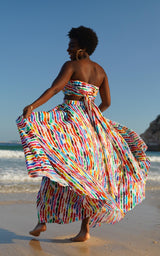 Tanji Tide Tiered Maxi Skirt - Blue