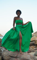 Sange Slit Maxi Skirt - Green