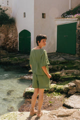 Betty classic linen shorts in Matcha Green