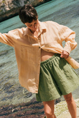 Betty classic linen shorts in Matcha Green