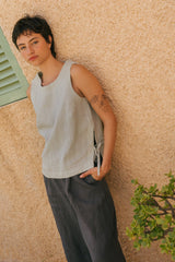 Rosie linen top with ties XXL Sage Green