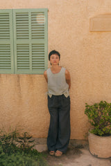 Rosie linen top with ties XXL Sage Green