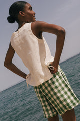 Rosie linen top with ties XL White