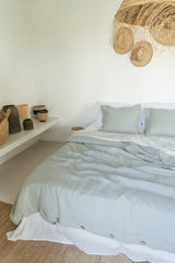 鼠尾草绿色亚麻床单