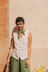 Greta linen vest in White