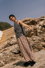 Rosie linen top with ties S Charcoal