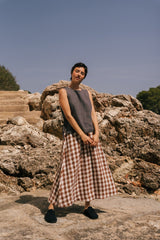 Rosie linen top with ties S Charcoal