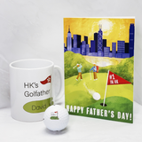 HOLE-IN-ONE SET: 3 Personalised Golf Balls + Personalised Mug + Greeting Card