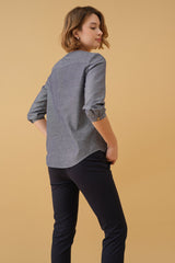V-neck Easy Shirt - Denim Chambray