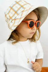 Kids Reversible Bucket Hat Plaid