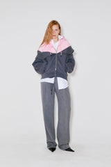 FAÇON JACMIN Women's Serena 2-in-1 Cotton Terry Jacket - Dark Grey & Light Pink Dark-Grey-Light-Pink