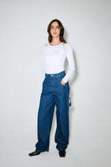 Façon Jacmin Women's Tilda 2-in-1 Layered Long Sleeve T-Shirt 100% Cotton Italian Jersey - White