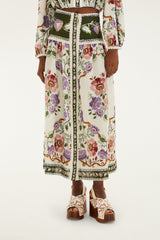 Farm Rio Women's Rococo Flowers Lace Midi Skirt - Floral Pattern Lace - Cream Rococo-Flowers-Cream