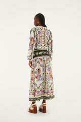 Farm Rio Women's Rococo Flowers Lace Midi Skirt - Floral Pattern Lace - Cream Rococo-Flowers-Cream