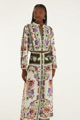 Farm Rio Women's Rococo Flowers Lace Midi Skirt - Floral Pattern Lace - Cream Rococo-Flowers-Cream