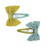 BOW HAIR CLIP SET - BLUE/GREEN