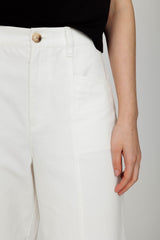 High-waist Denim Wide Pant - Eggshell