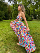 Labadi Breeze Flared Maxi Dress - Watercolor