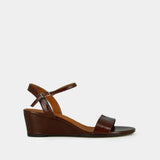 Sandales Agrume Cuir Brillant Marron