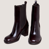 Boots Break Cuir Marron-Fonce