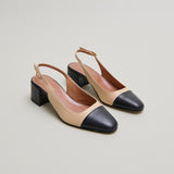 Escarpins Dhapon Cuir/cuir Noir-beige