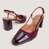 Salomes/babies Dhapop Vernis/velour Bordeaux-bordeaux